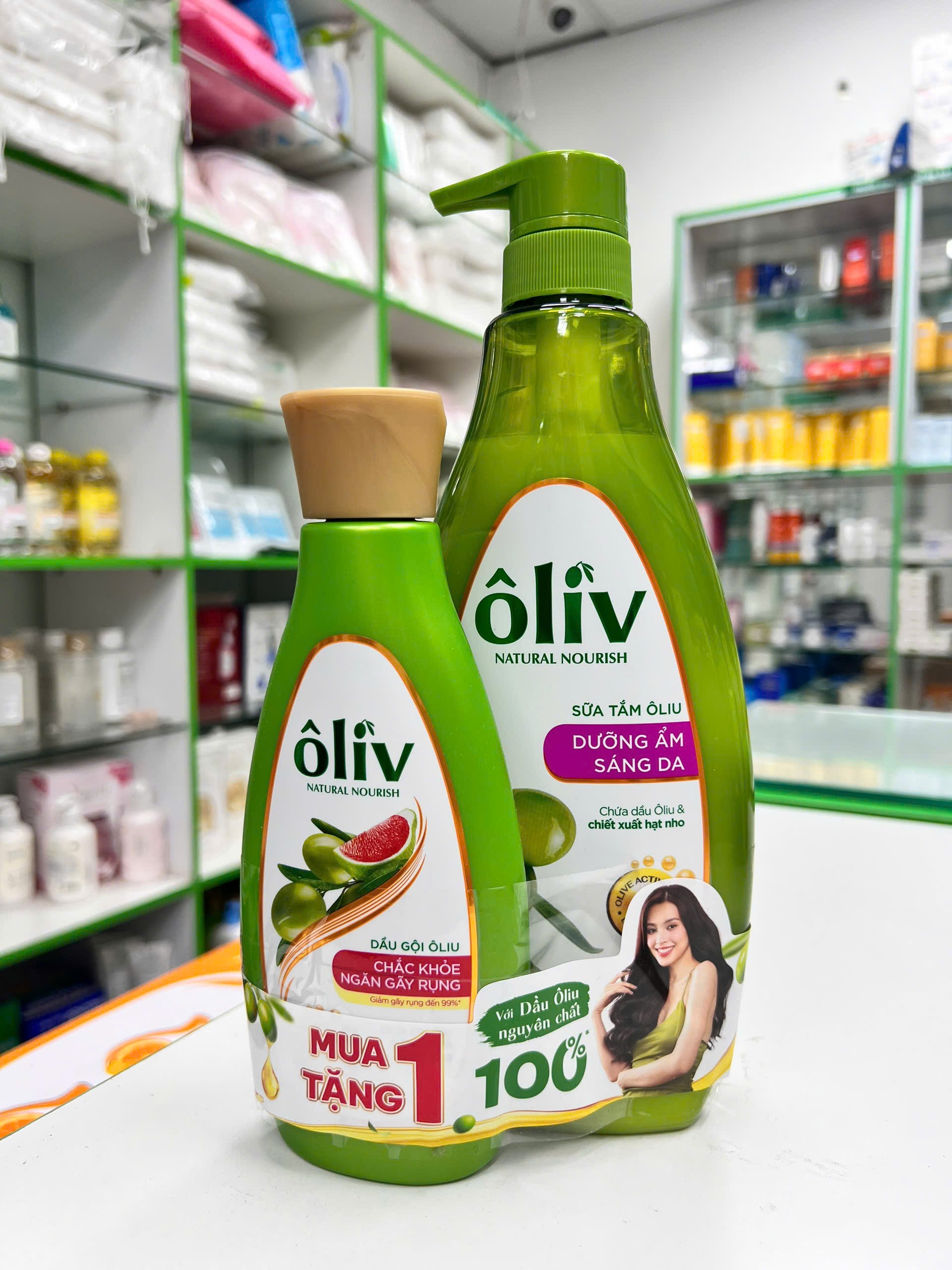Sữa Tắm Ôliv Dưỡng Ẩm Sáng Da — mặt trước và thông tin bao bì